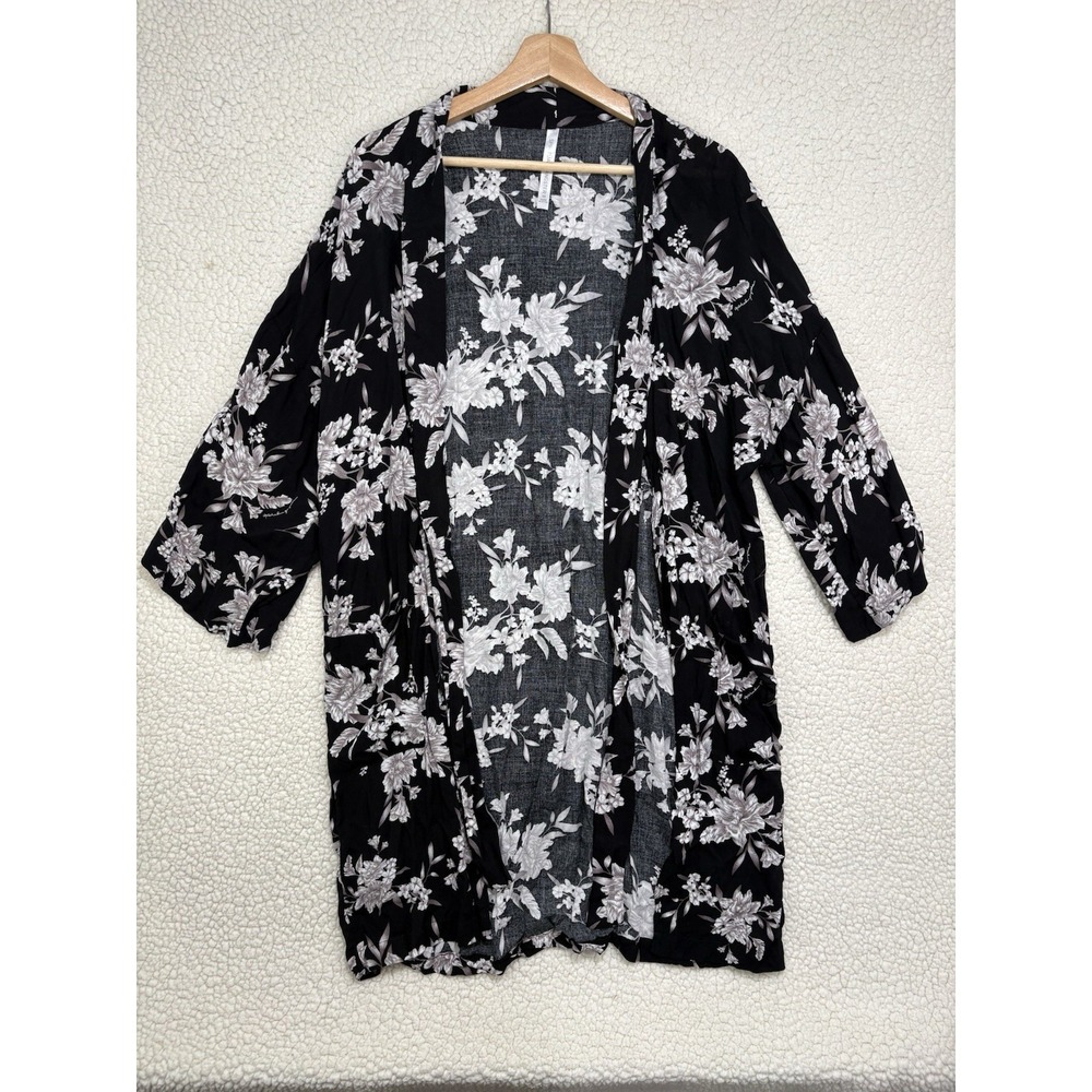 Spiritual Gangster Black Floral Robe O/S Cover Up Shawl Kimono Boho Loungewear